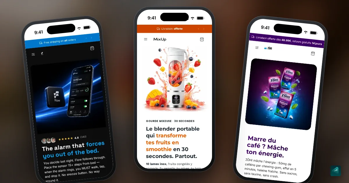 Créer une boutique mono produit : trois exemples générés, l'anatomie qui convertit et le coût 2026