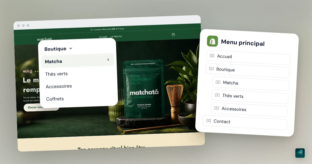 Créer un menu déroulant sur Shopify : sous-menus, catégories et mega menu