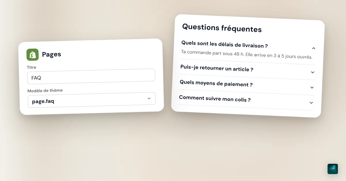 Créer une page FAQ sur Shopify : l'accordéon sans appli, le menu et les questions à mettre