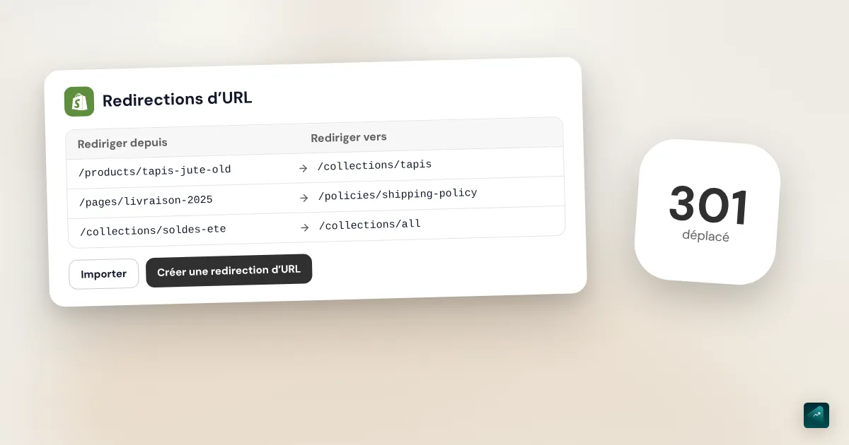 Redirection 301 sur Shopify : créer, importer en CSV et corriger les 404