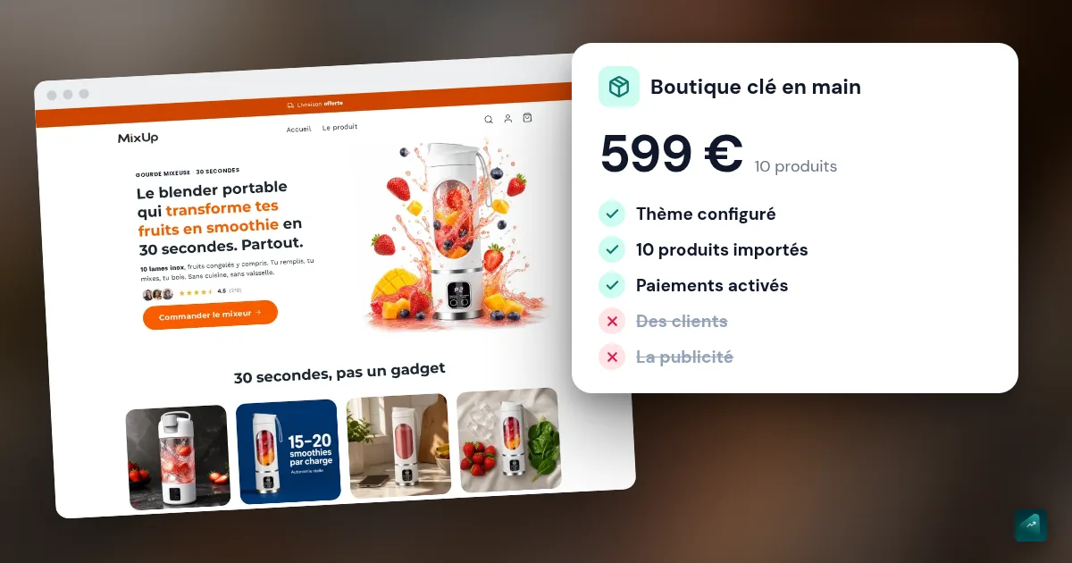 Site dropshipping clé en main : prix 2026 et ce que tu reçois vraiment