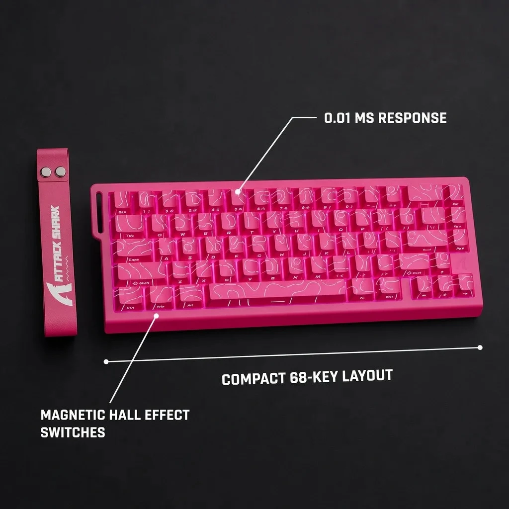 [Scale AI] usp_icons — ATTACK SHARK X68HE — Pink Magnetic Gaming Keyboard