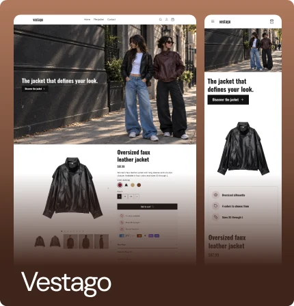 Vestago Shopify store built with Ova