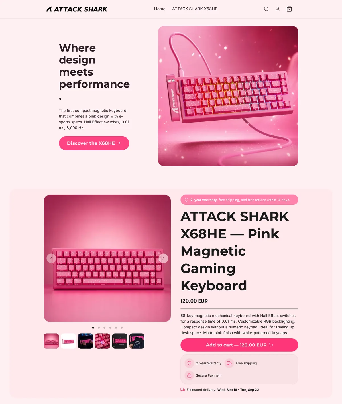 Home page of a demo store generated by Scale Ova, desktop version