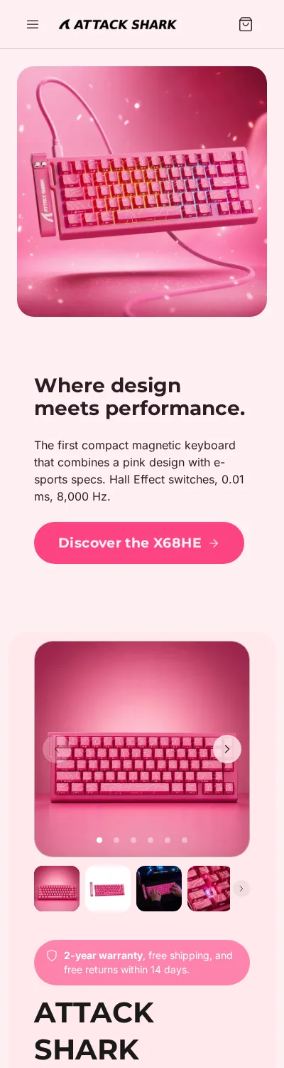 Home page of a demo store generated by Scale Ova, mobile version