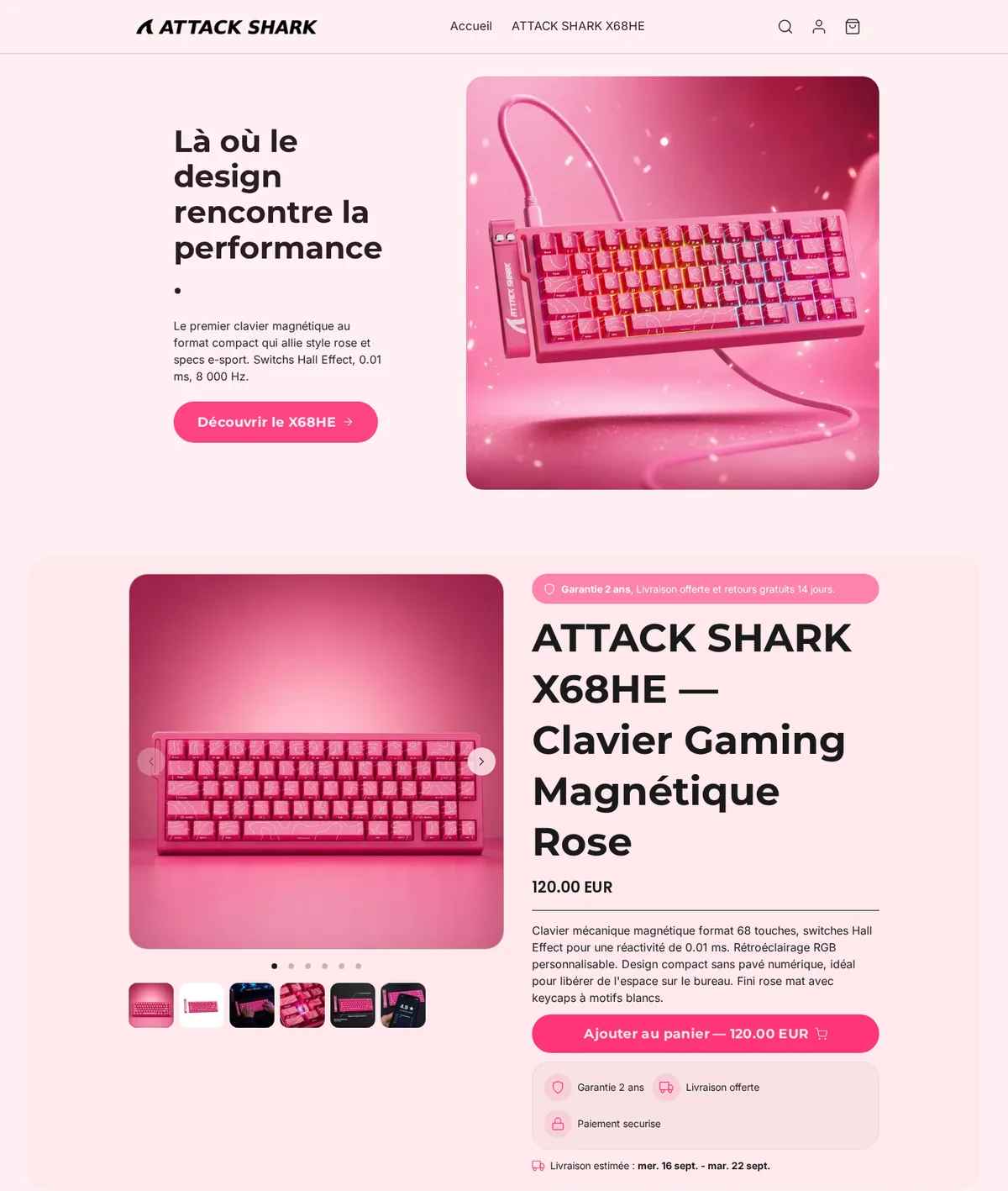 Page d'accueil d'une boutique démo générée par Scale Ova, version ordinateur