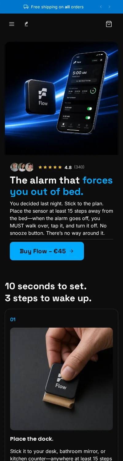 Home page of a demo store generated by Scale Ova, mobile version
