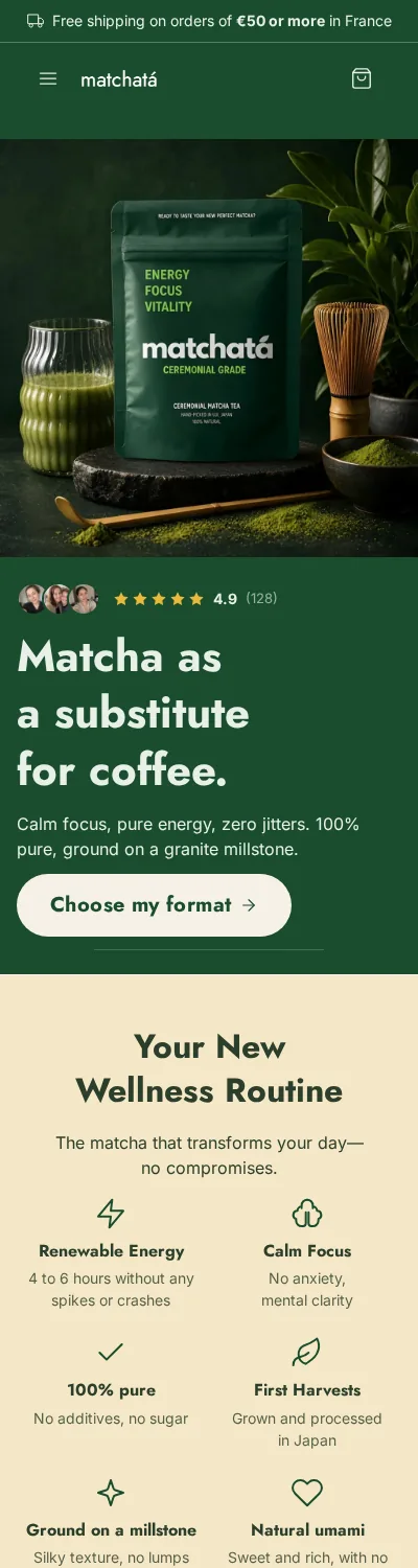 Home page of a demo store generated by Scale Ova, mobile version