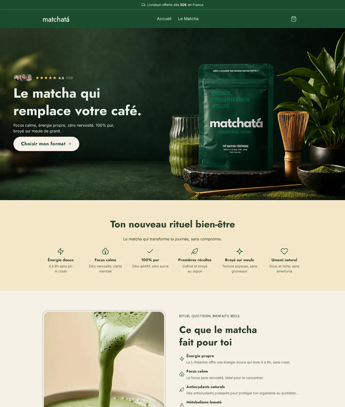 Page d'accueil d'une boutique démo générée par Scale Ova, version ordinateur