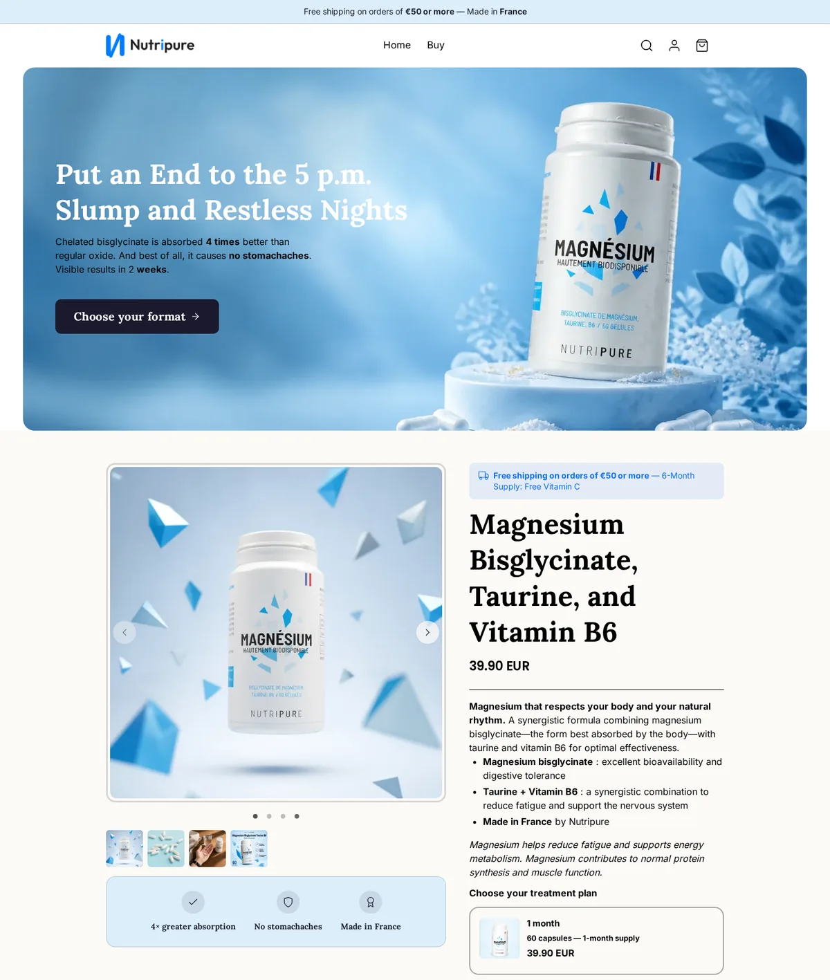 Home page of a demo store generated by Scale Ova, desktop version