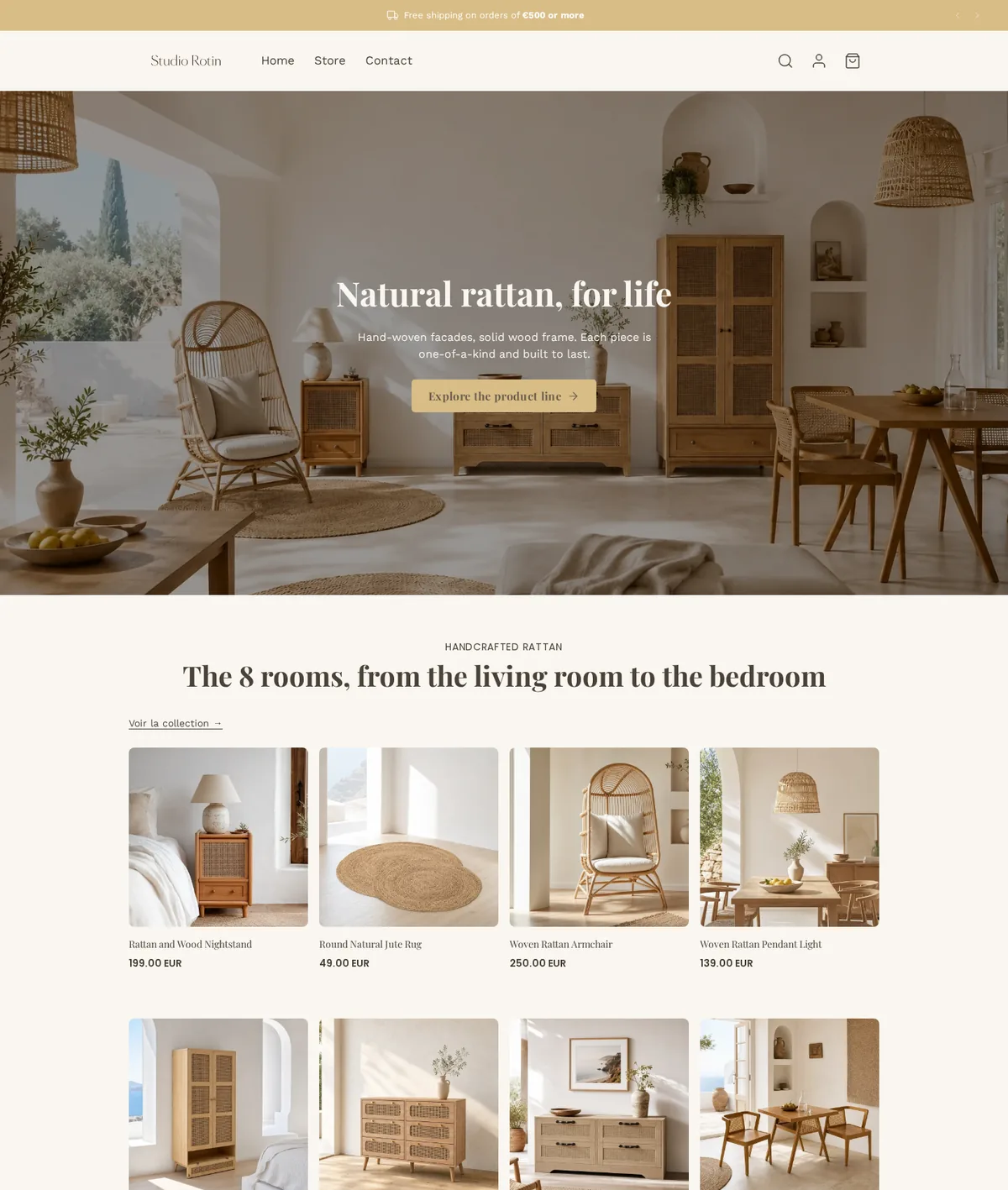 Home page of a demo store generated by Scale Ova, desktop version