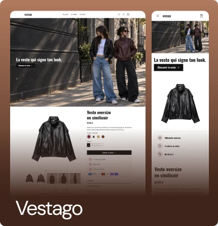 Boutique Shopify Vestago créée avec Ova